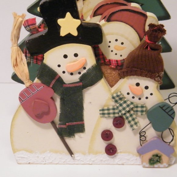 Snowman Coaster Set 7 Piece Wood and Cork Set -Great condition - Picture 8 of 8